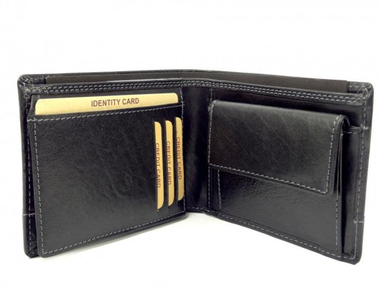 Pánska kožená peňaženka LM-264665 / T RFID čierna
