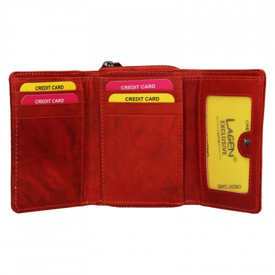 Dámská kožená peněženka JK-20721 červená
