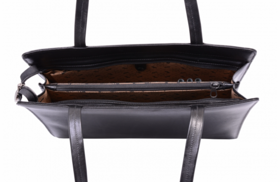 Dámska kožená kabelka 1188013 Obdĺžniky antracit - čierna