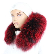 Kožešinový lem na kapuci - límec mývalovec červený snowtop M 14/6 (62 cm)