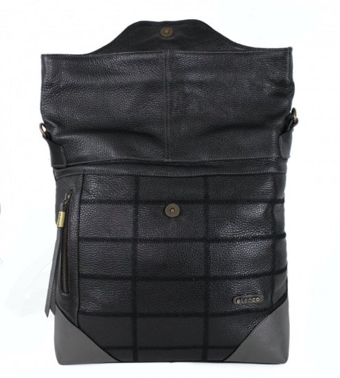 Kožená kabelka - batoh elenco 5431.220 čierna + sivá