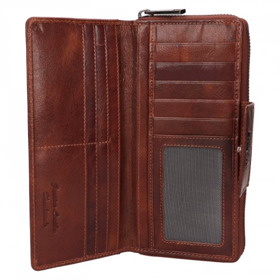 Dámska kožená peňaženka LG - 22162 hnedá - vnútorná výbava - karty