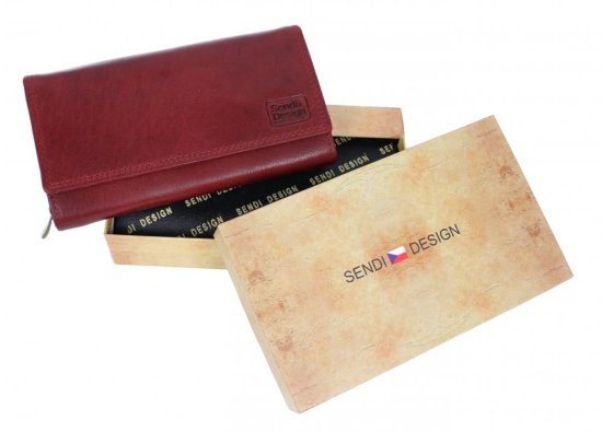 Dámska kožená peňaženka B-D204 RFID červená - darčeková krabička Dámska kožená peňaženka B-D204 RFID červená - darčeková krabička