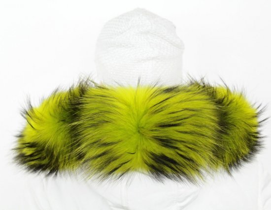 Kožušinový lem na kapucňu - golier medvedíkovec M 161/3 (60 cm) zelený neon