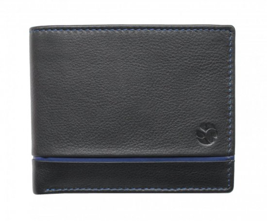 Pánská kožená peněženka 221806 černo modrá