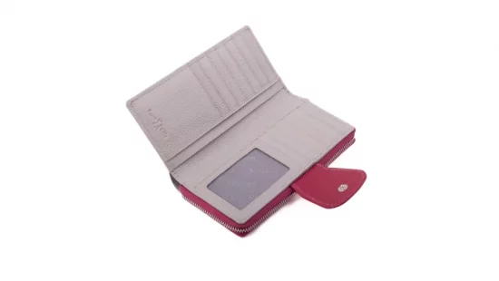 Dámská kožená peněženka SG-27617 šedá/růžová 3