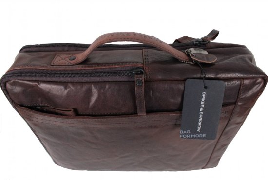 Pánská kožená taška na notebook - batoh  SPIKES & SPARROW 9953001 tmavě hnědá 1