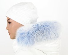 Kožešinový lem na kapuci - límec liška snowtop nebeská modř L P1/2 (60 cm)