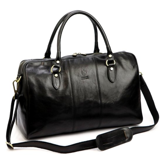 Kožená cestovní taška Gabriel černá - odnímatelný ramenní popruh