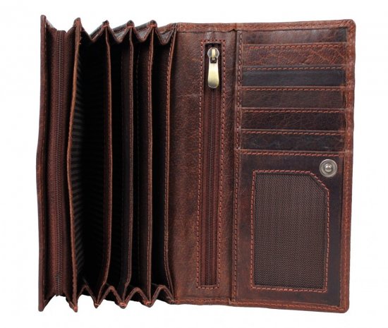 Dámska kožená peňaženka B-D204 RFID tmavo hnedá 2