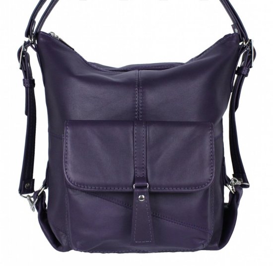 Dámska kožená kabelka - batôžtek Ela fialová