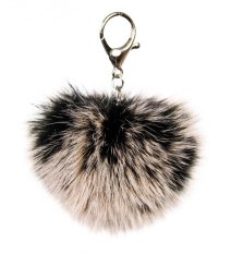 Kožešinový přívěsek ke kabelce liška L18 černo - béžová 2