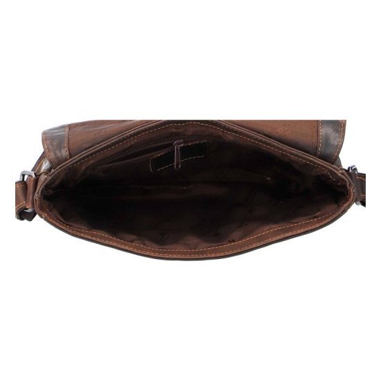 Kožená taška přes rameno UNI Falco hnědá - vnitřní vybavení