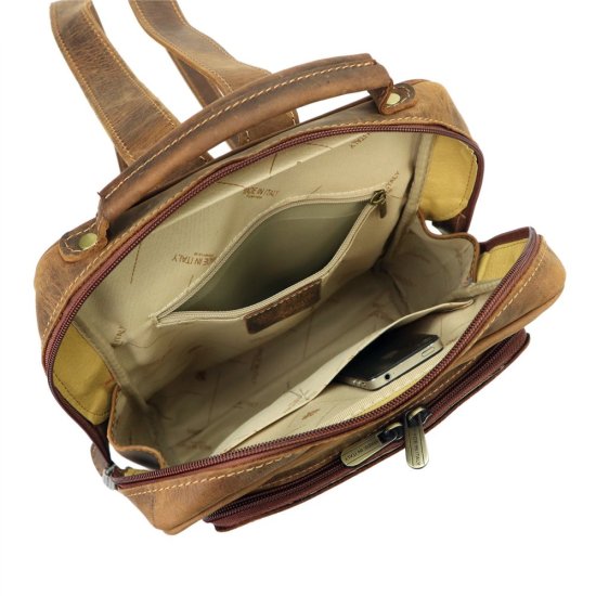 Kožený batoh UNISEX Filip hnědý nubuk - vnitřní vybavení 2