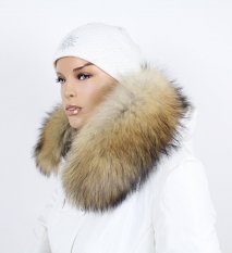 Fur trim on the hood - beige raccoon collar M 01/29 (65 cm)