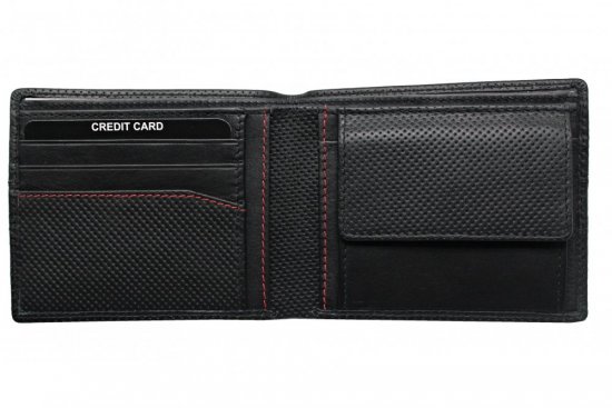 Pánska kožená peňaženka 22782 čierno červená - vnútorná výbava