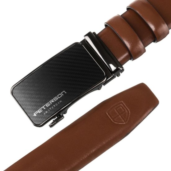 Pánský kožený opasek PETERSON PTN 2A002 hnědý 3