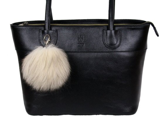 Kožešinový přívěsek ke kabelce mývalovec krémově - černý menší