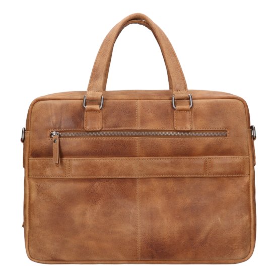 Pánská kožená aktovka LG-25007 camel - zezadu popruh na madlo cest. kufru