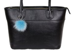 Kožušinový prívesok ku kabelke alebo kľúčom líška tyrkys