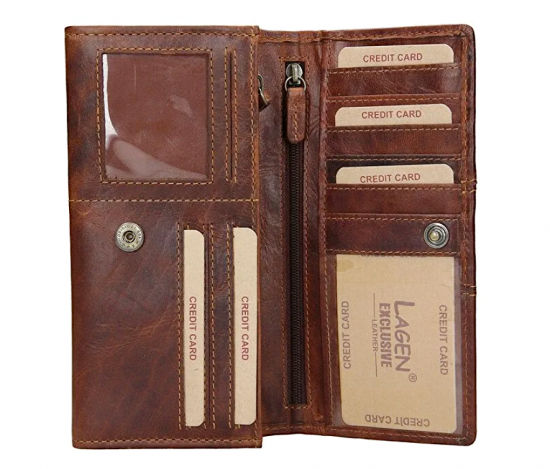 Luxusní dámská kožená peněženka PWL-2388/M hnědá 1