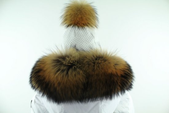 Fur trim on the hood - raccoon collar 107/2  beige - black  (70 cm) 1