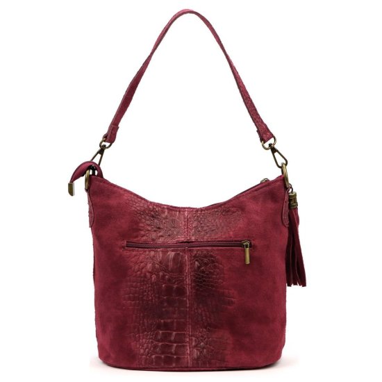 Dámska kožená kabelka Linda bordo - zadná strana Dámska kožená kabelka Linda bordo - zadná strana