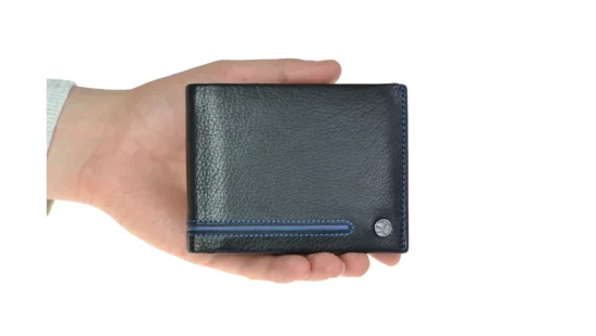 Pánska kožená peňaženka 27531152007 čierna - modrá