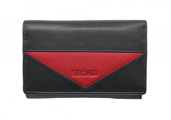 Dámska kožená peňaženka SG-27020 čierno červená
