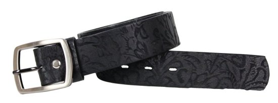 Dámský kožený opasek 246V260 černý vzor 2