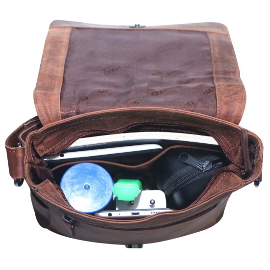 Pánská kožená taška přes rameno Gion hnědá melír - vnitřní vybavení 3