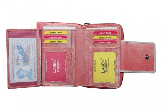 Dámská kožená peněženka 2931 růžová - šedá
