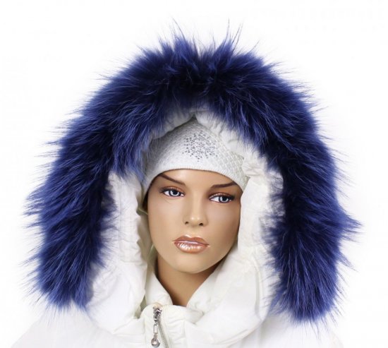 Kožušinový lem na kapucňu - golier medvedíkovec snowtop modrý M 27/5 (65 cm) 1