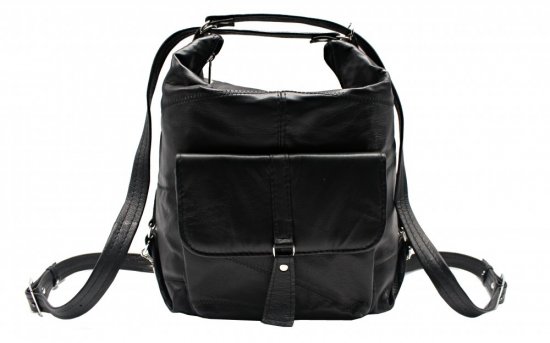 Dámska kožená kabelka - batôžtek Ela čierna 1