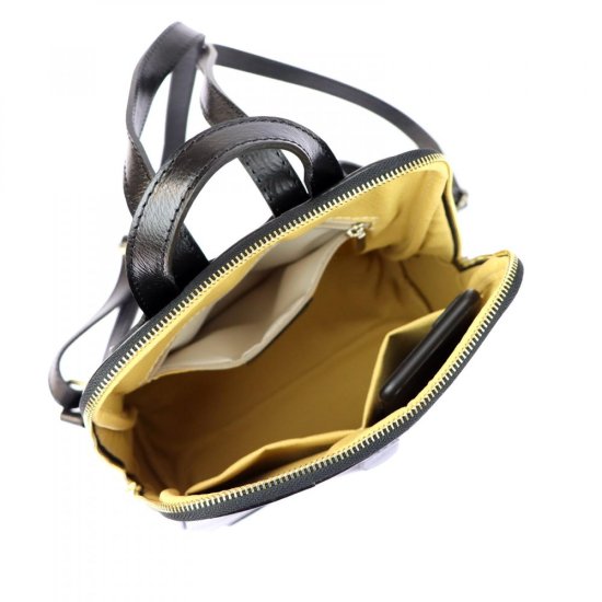 Kožený batoh Karin tm. modrý + camel 3