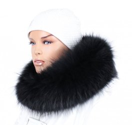 Kožešinový lem na kapuci - límec mývalovec černý M 58/2 (75 cm)