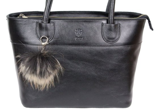 Kožešinový přívěsek ke kabelce MIX - černo-béžová