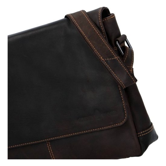 Kožená taška přes rameno UNI Falco hnědá - detail