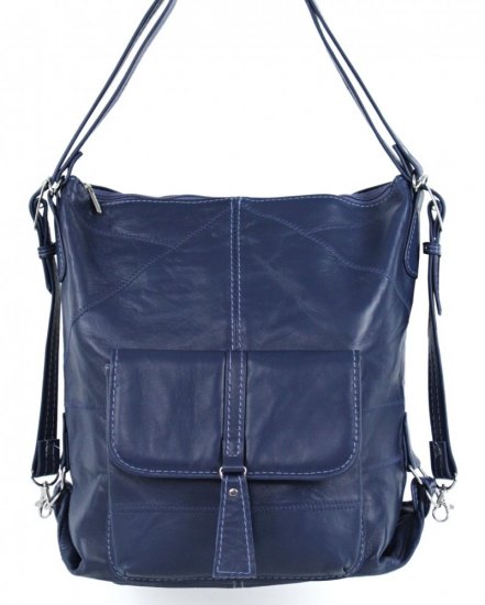 Dámska kožená kabelka - batôžtek Ela modrá