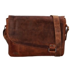 Kožená taška přes rameno UNI IGGY hnědá melír