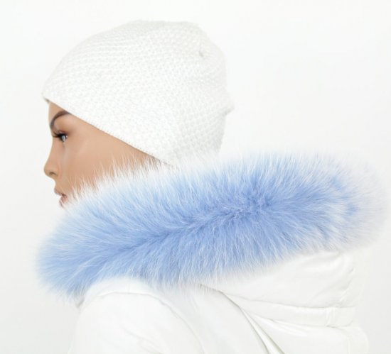 Kožešinový lem na kapuci - límec liška snowtop nebeská modř LP 1 (65 cm) 2