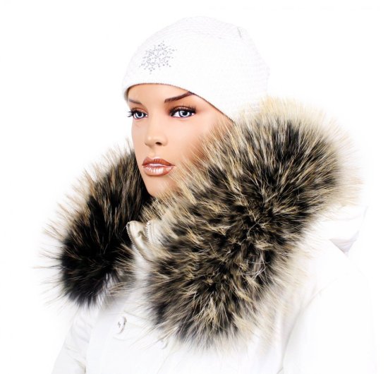 Kožešinový lem na kapuci - límec mývalovec arctic snowtop M 31/23 (70 cm)