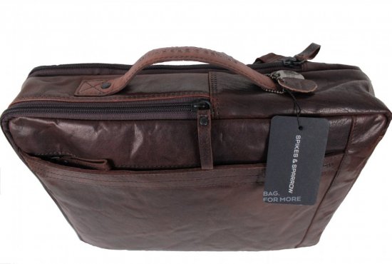 Pánska kožená taška na notebook - batoh SPIKES & SPARROW 9953001 tmavo hnedá 1