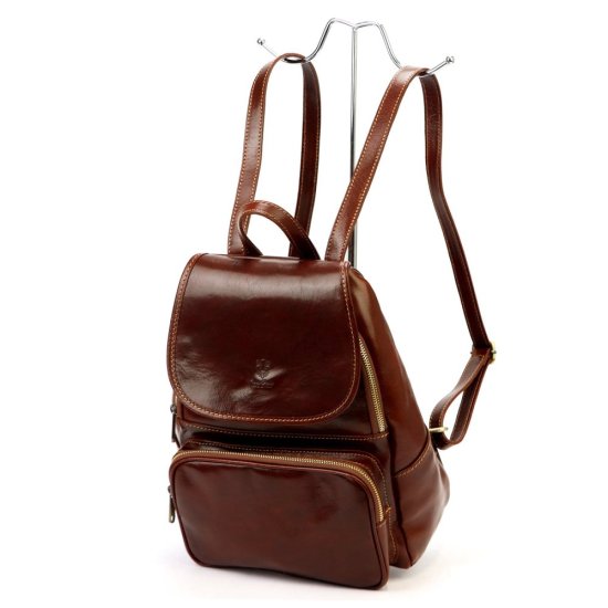 Kožený batoh Jordan hnědý - ramenní popruhy Kožený batoh Jordan hnědý - ramenní popruhy