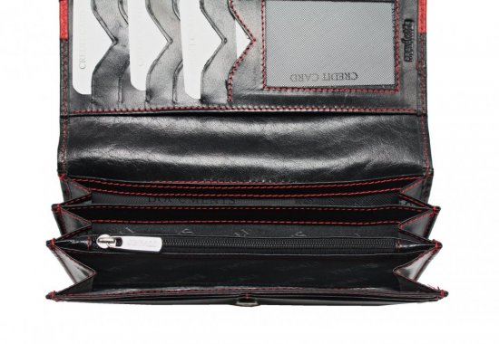 Dámska kožená peňaženka SG-22025 A čierno červená