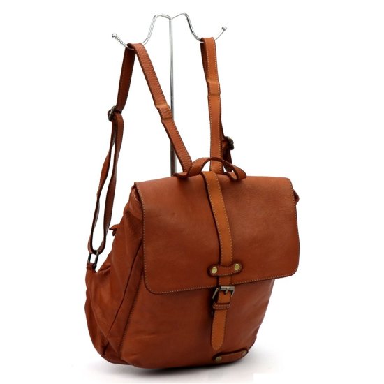 Kožený batoh UNISEX Elien camel - zádové popruhy