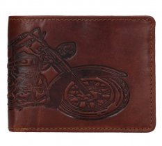 Pánská kožená peněženka 26535 motorka - hnědá