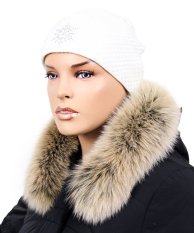Kožušinový lem na kapucňu - golier líška snowtop čierno - béžová L 18/33 (60 cm)
