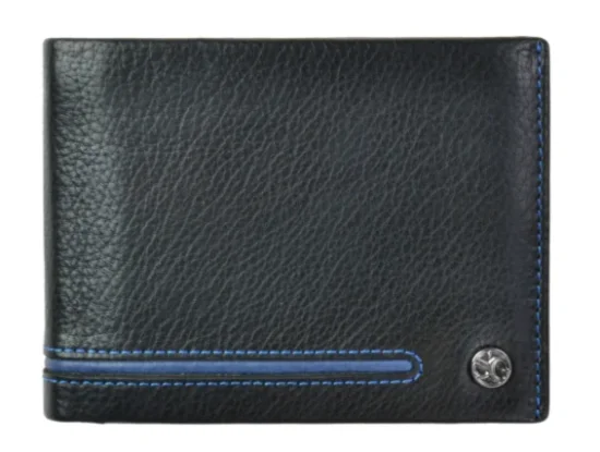 Pánska kožená peňaženka 27531152007 čierna - modrá