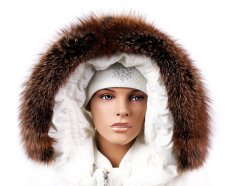 Kožušinový lem na kapucňu - golier líška snowtop black ginger LG 02/1 (65 cm) 1